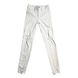 American Eagle Outfitters Hi Rise Jegging Jeans Womens 2 White Distressed Denim